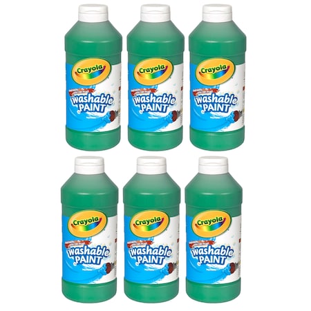 Crayola Washable Paint, Green, 16 oz. Bottles, PK6 5420167044
